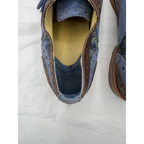 Robert Graham Mens Wingtip Oxford Shoes Brown Blue Paisley Lace Up Leather main image 5